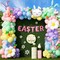 162pcs Easter Balloon Arch Kit - Pastel Balloon Garland with Bunny, Ears, Daisy Foil, Printed Balloons for Baby Shower Party, Spring Birthday, Easter Decorations